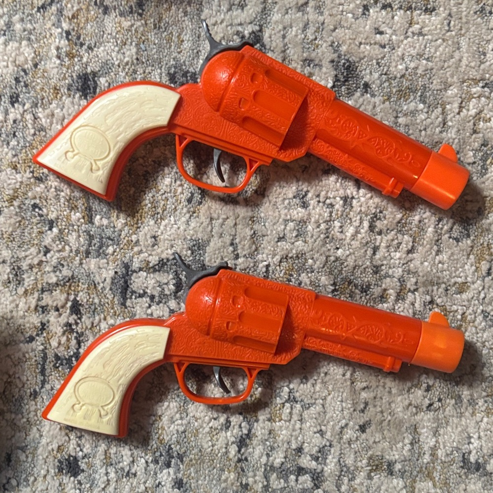 Orange Toy Revolver Pistol for Kids - Pair pristine shape/condition! Brand new